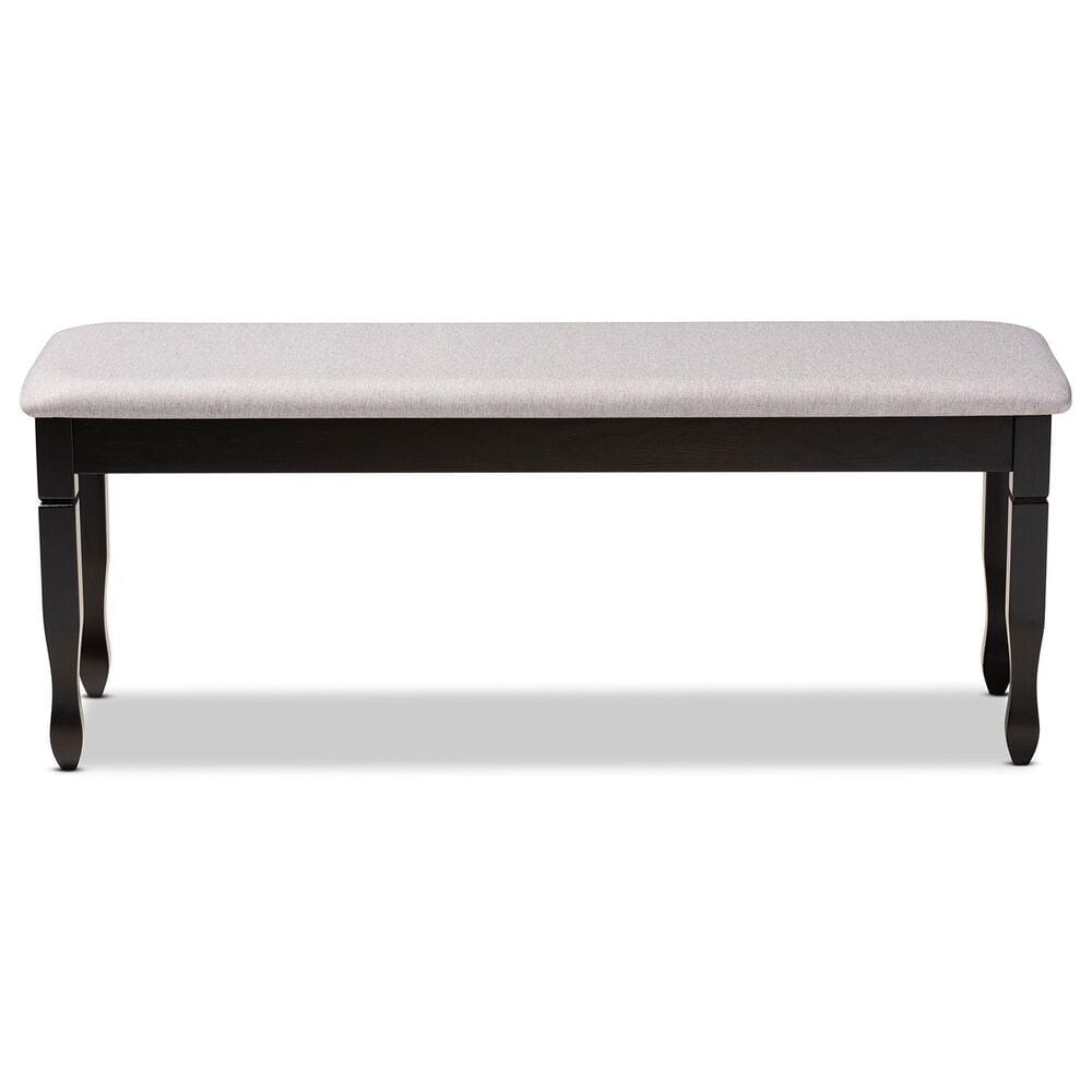 Baxton Studio Corey Dining Bench with Grey Cushion in Dark Brown, , large