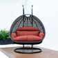 Leisuremod Patio 2-Seat Hanging Egg Swing Chair with Dark Orange Cushion in Charcoal, , large