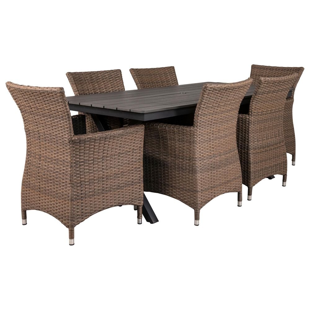 Global Note Collections 7 Piece Bella Patio Dining Set in Beige, , large