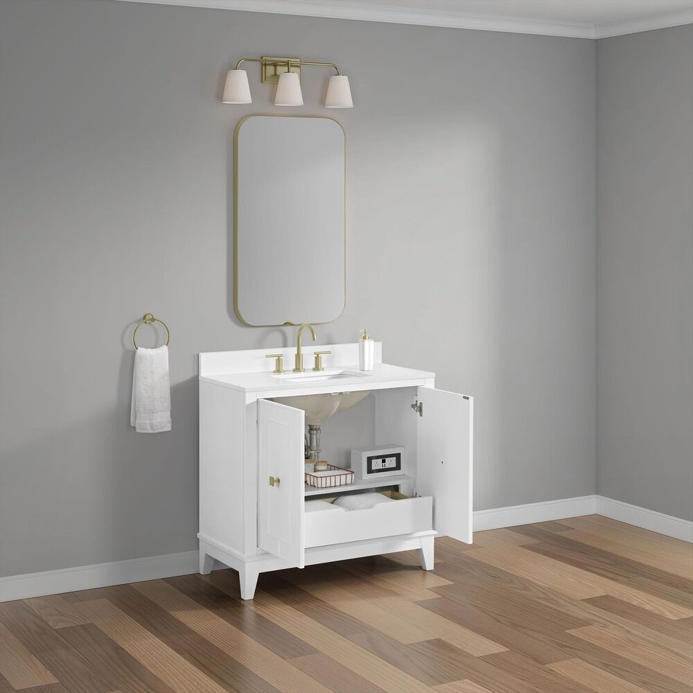 37B Kinsale 36" Single Bathroom Vanity Cabinet in Bright White with White Composite Stone Top and Backsplash, , large