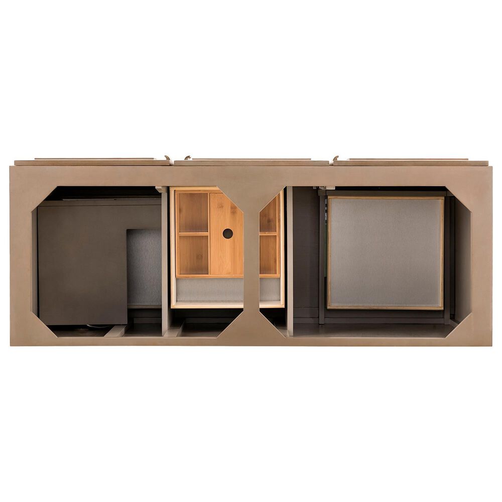 James Martin Vanities Portland 60&quot; Double Bathroom Vanity in Whitewashed Walnut with 3 cm White Zeus Quartz Top and Rectangular Sinks, , large