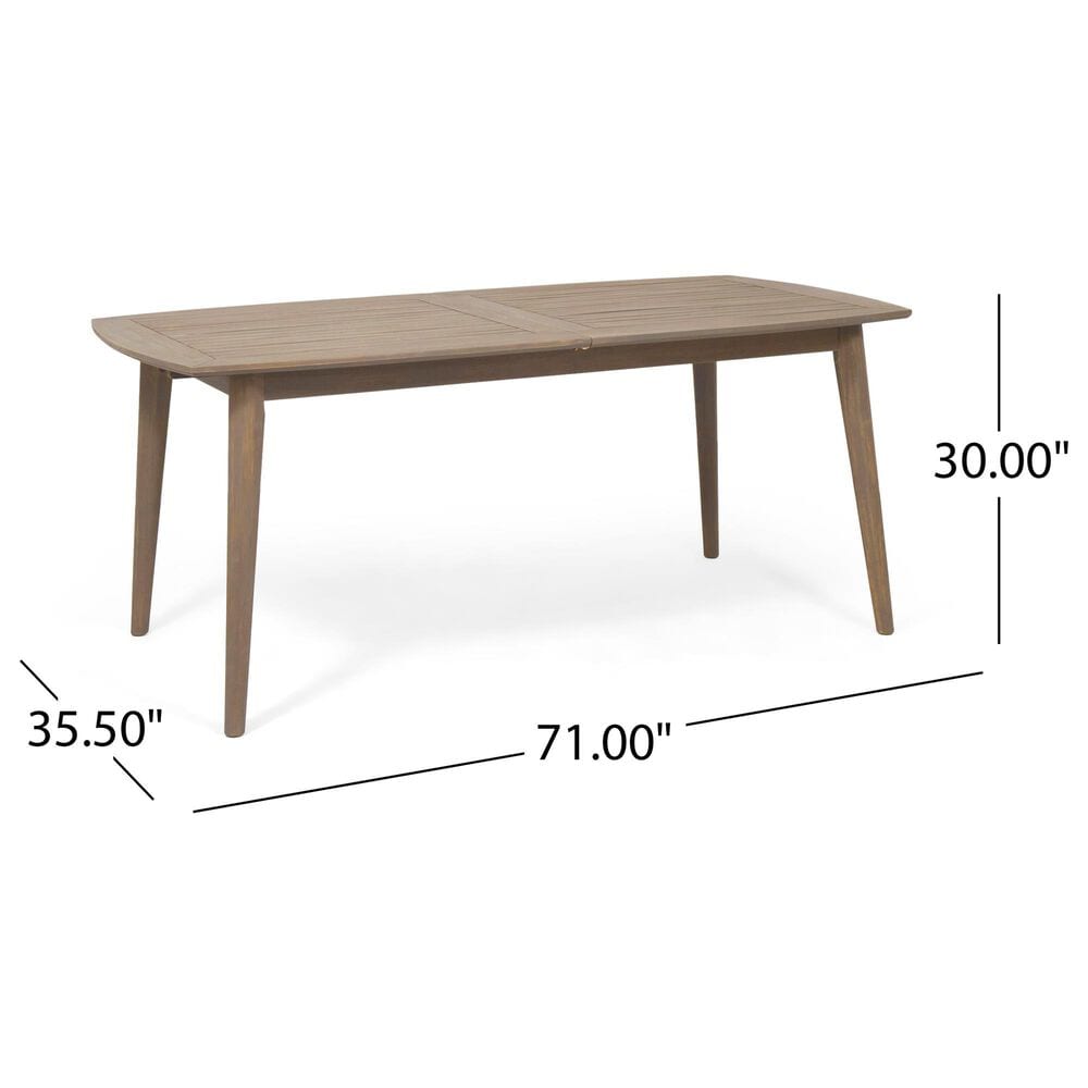 Hearth and Haven Outdoor Acacia Wood Expandable Dining Table in Gray, , large