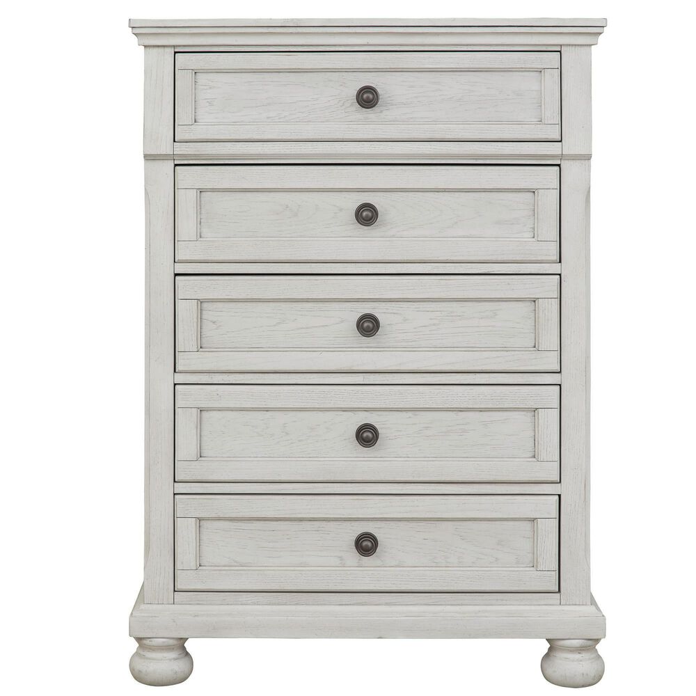 Ashley Robbinsdale 5 Drawer Single Knob Chest in Antique White, , large