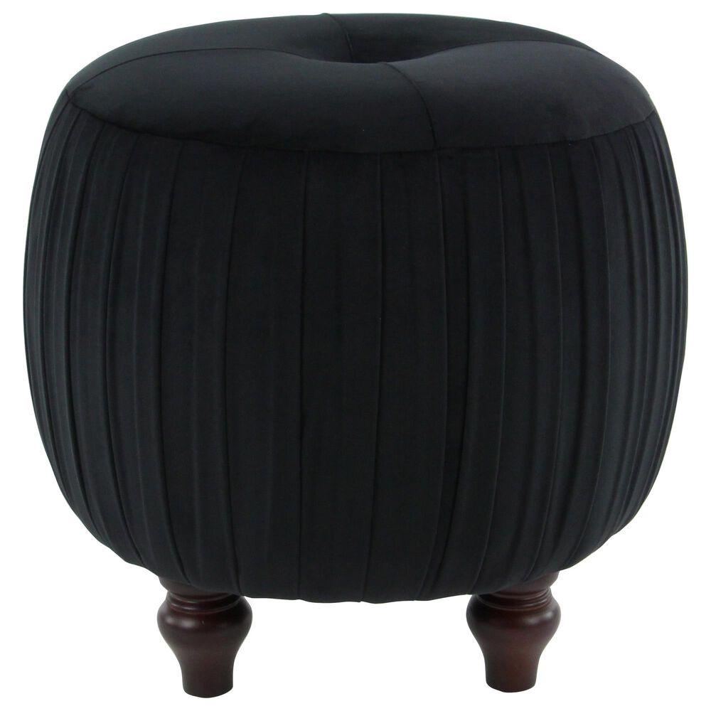 Maple and Jade Glam Fabric Stool in Black, , large