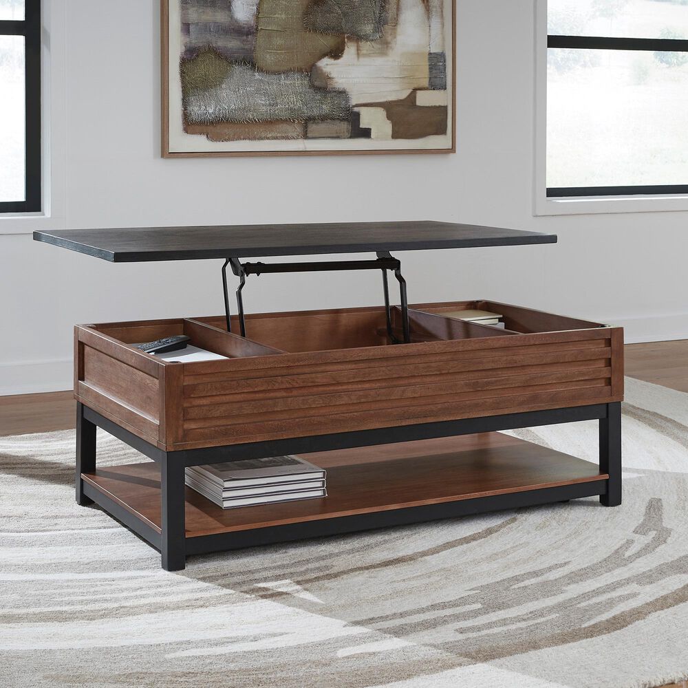 Ashley Kallari Lift-Top Coffee Table in Warm Brown and Black, , large