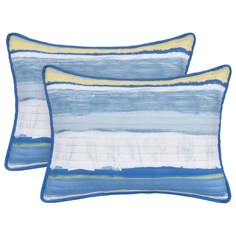 J. Queen New York Seashore 3-Piece Full/Queen Quilt Set in Blue, White and Yellow, , large
