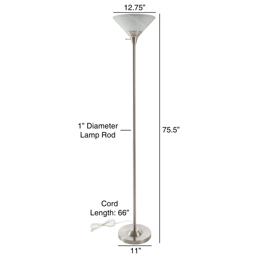 Timberlake Torchiere Floor Lamp in Brushed Silver, , large