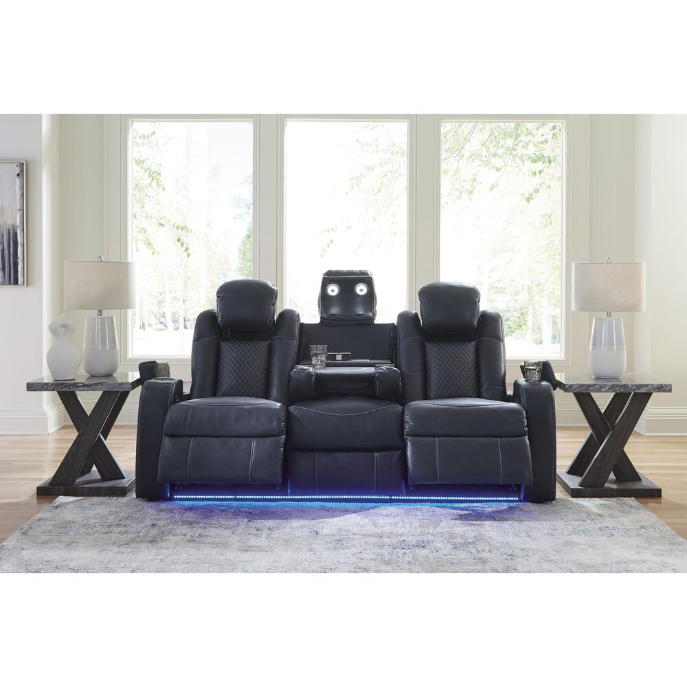 Ashley Fyne-Dyme Power Reclining Sofa with Console and Power Headrest in Sapphire, , large