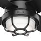 Hunter Searow 54" Outdoor Ceiling Fan with LED Lights in Matte Black, , large
