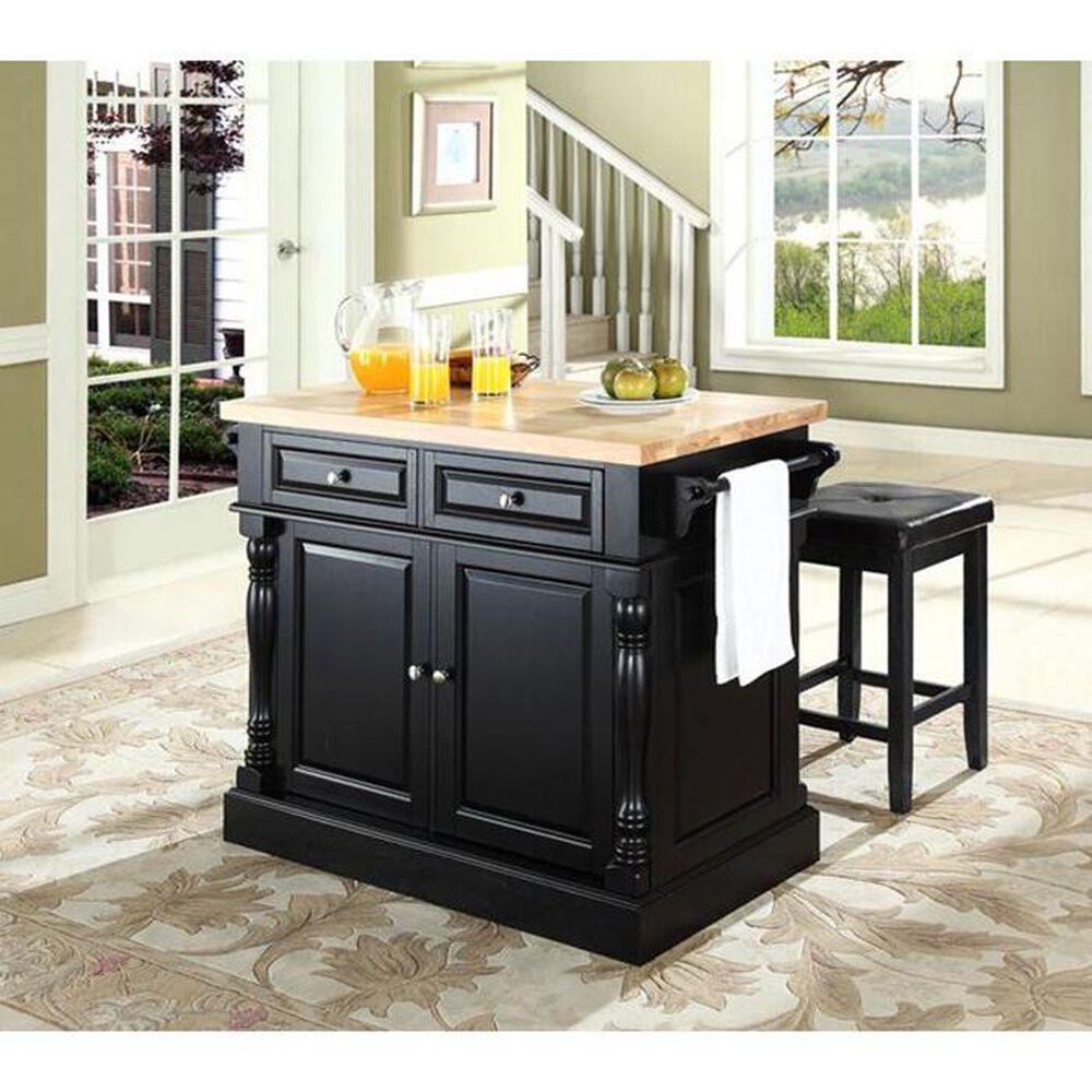 Crosley Furniture Oxford Kitchen Island with Square Seat Stools, , large