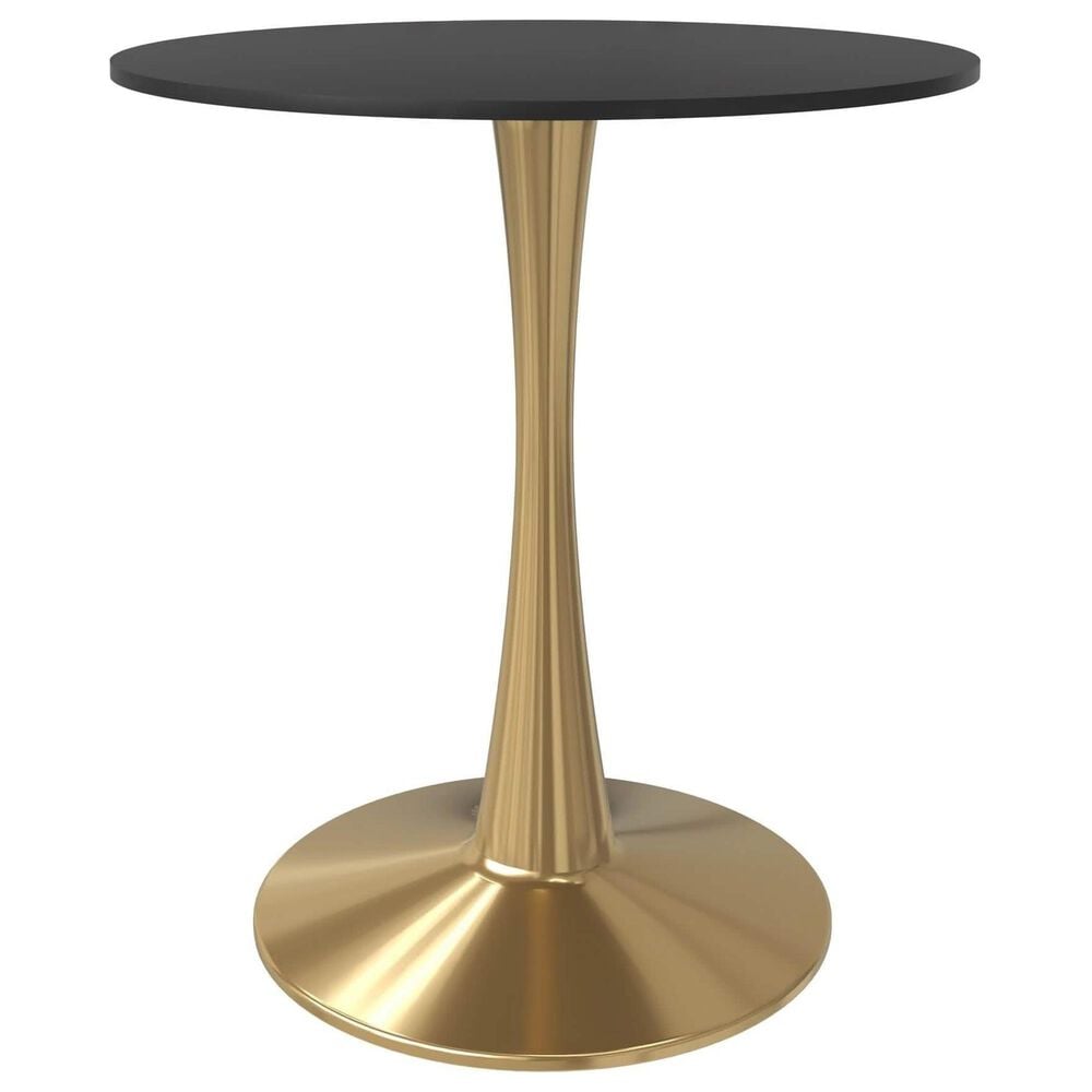Leisuremod Bristol 24&quot; Round Dining Table with MDF Top in Gold and Black - Table Only, , large