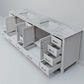 Lexora Home Jacques 84" Double Bathroom Vanity in White with 2 cm White Carrara Marble Top and Rectangular Sinks, , large