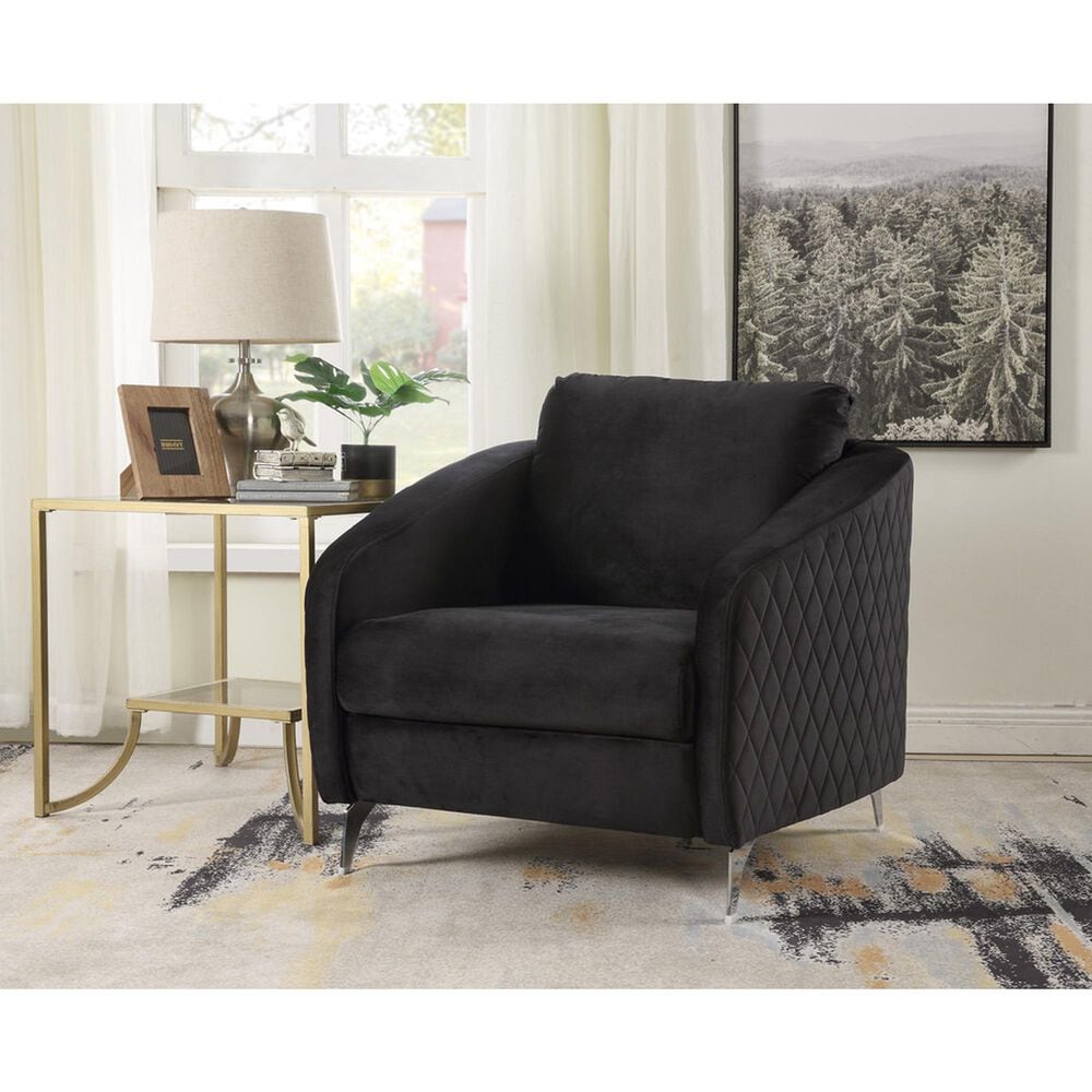 HOMLUX Diamond Accent Arm Chair in Black, , large