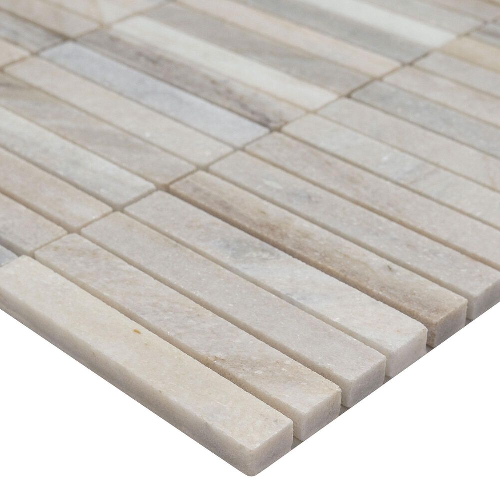 MS International Ravello Mini Stack 0.625" x 4" on 12" x 12" Marble Mosaic Sheet, , large
