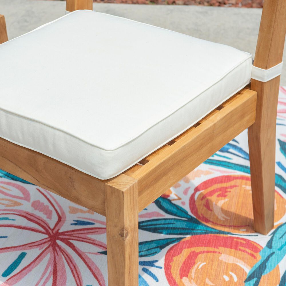 Linon Home Decor Carenen Patio Side Chair with Antique White Cushion in Natural (Set of 2), , large