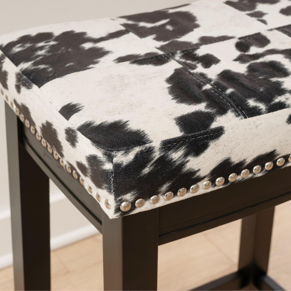 Linon Home Decor Claridge Counter Stool with Black Cow Print Cushion in Black, , large