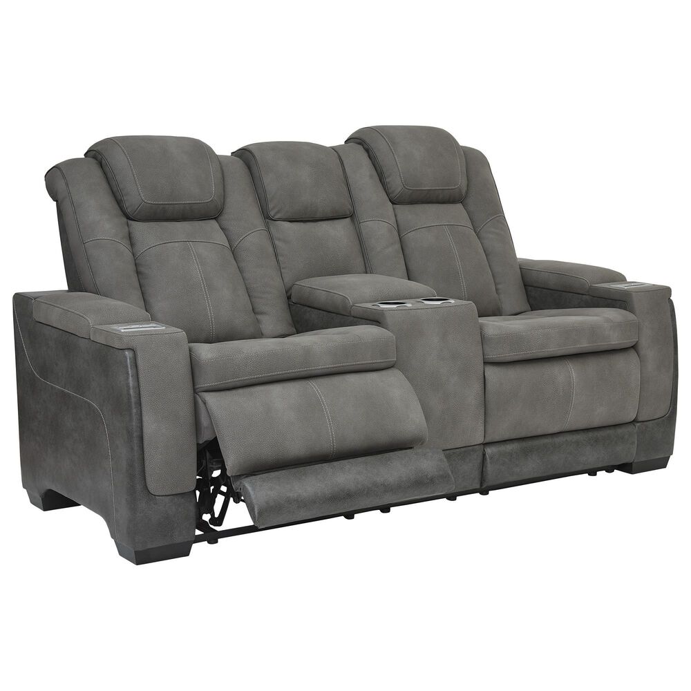 Ashley Next-Gen DuraPella Power Reclining Loveseat with Console in Slate, , large