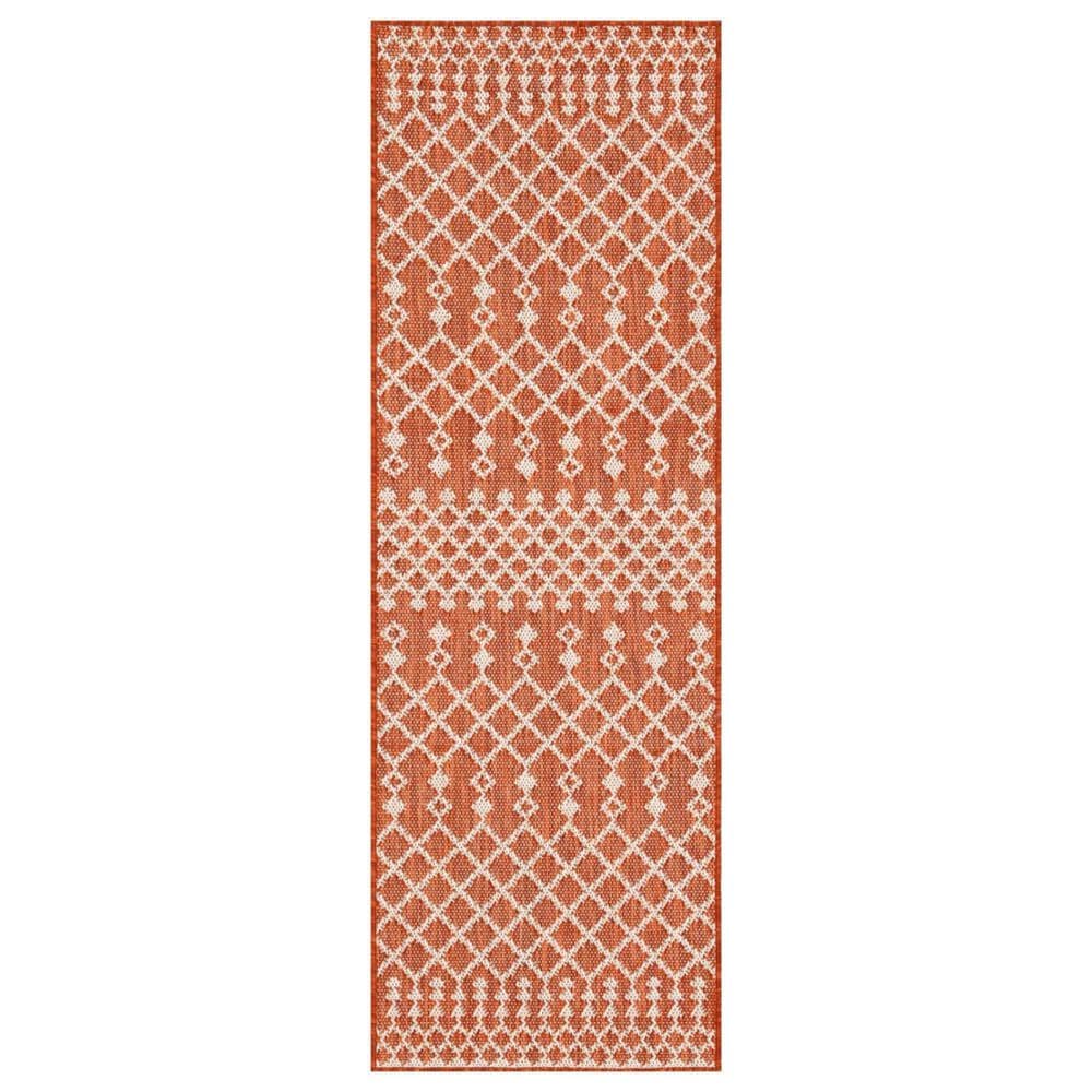 Nourison Positano Southwestern Terracotta 2&#39; x 6&#39; Indoor/Outdoor Area Rug, , large