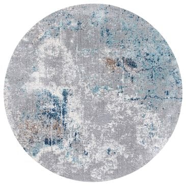 Safavieh Aston 6"7" Round Grey and Blue Area Rug, , large