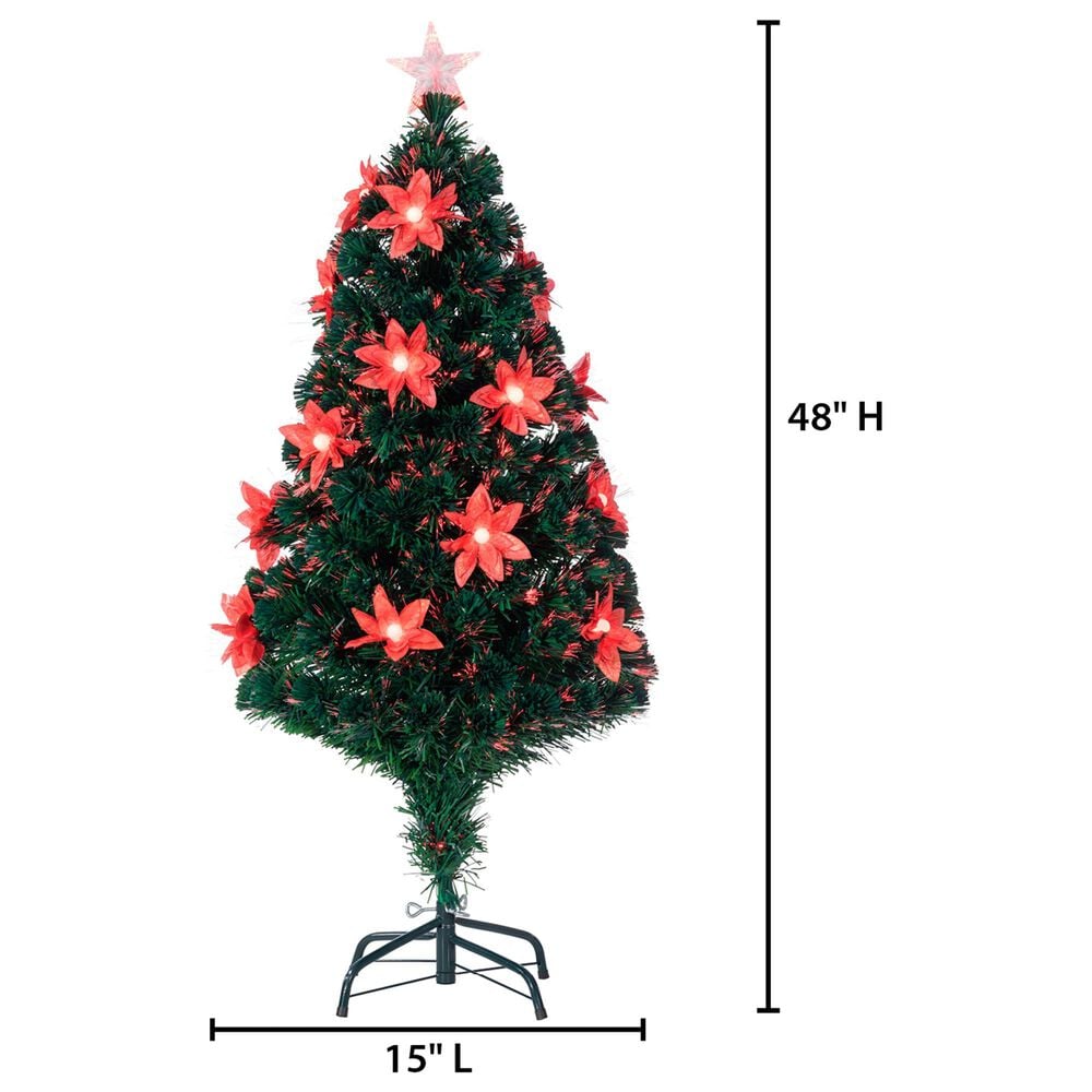 The Gerson Company 4&#39; High Color-Changing Christmas Tree with Red Poinsettia Flowers in Green, , large