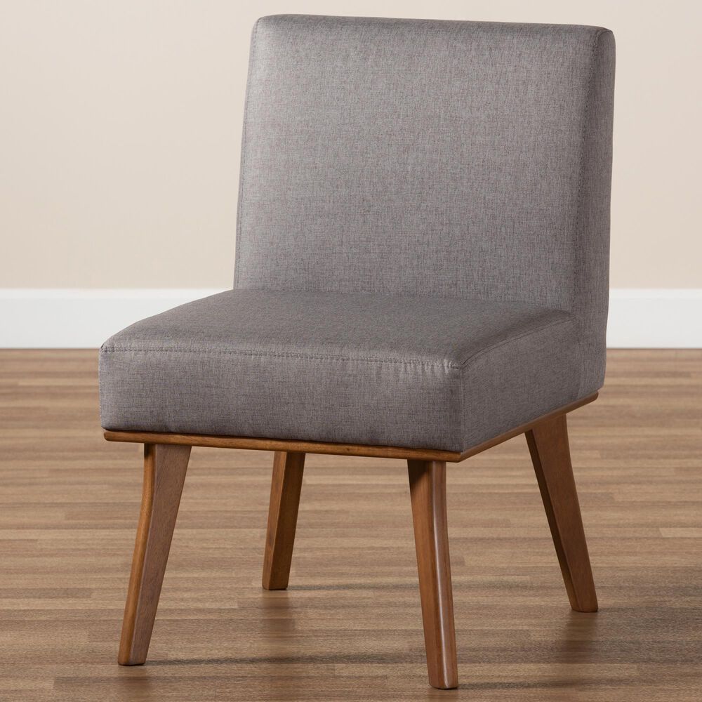 Baxton Studio Odessa Dining Chair in Grey/Walnut Brown, , large