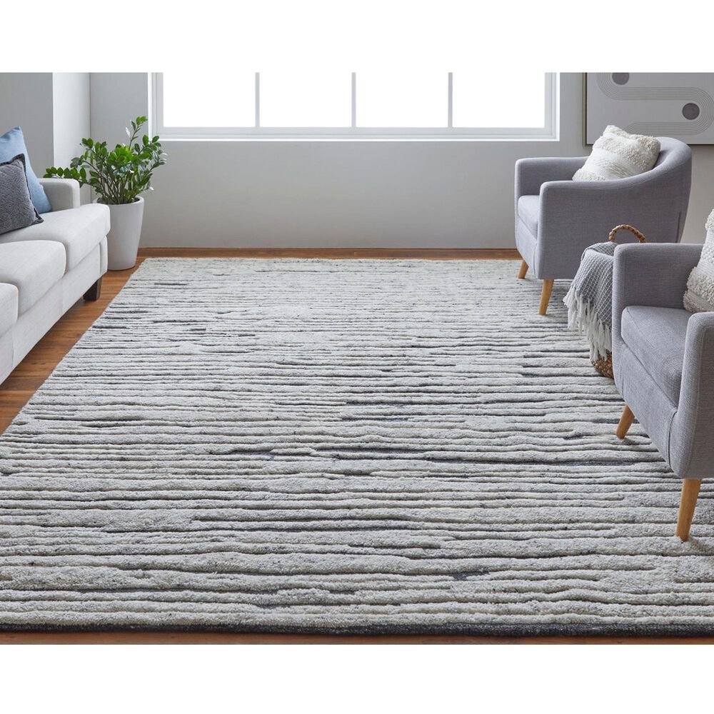 Feizy Broadfield 3&#39;6&quot; x 5&#39;6&quot; Ivory and Charcoal Area Rug, , large