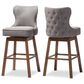 Baxton Studio Gradisca Swivel Bar Stool with Grey Cushion in Dark Walnut (Set of 2), , large