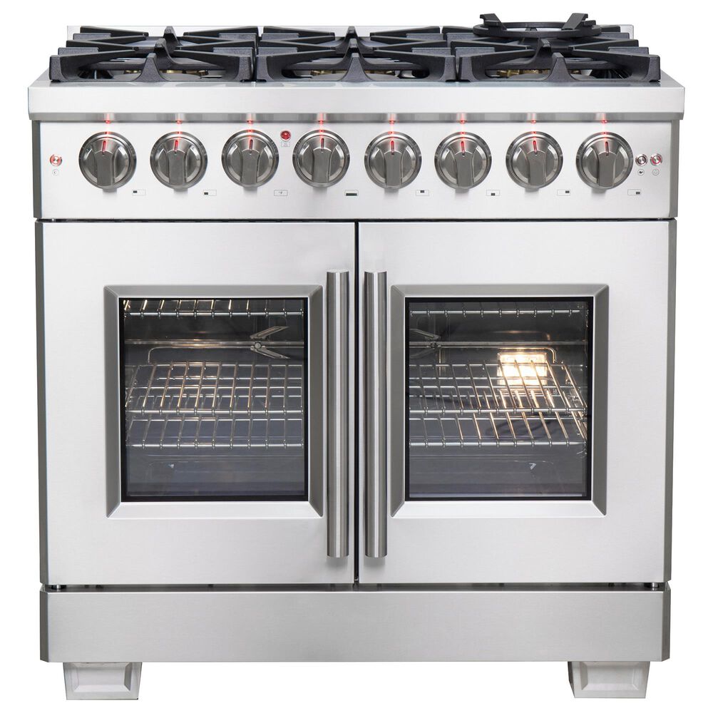 Forno Capriasca 36" Freestanding French Door Dual Fuel Range in Stainless Steel, , large