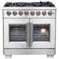 Forno Capriasca 36" Freestanding French Door Dual Fuel Range in Stainless Steel, , large