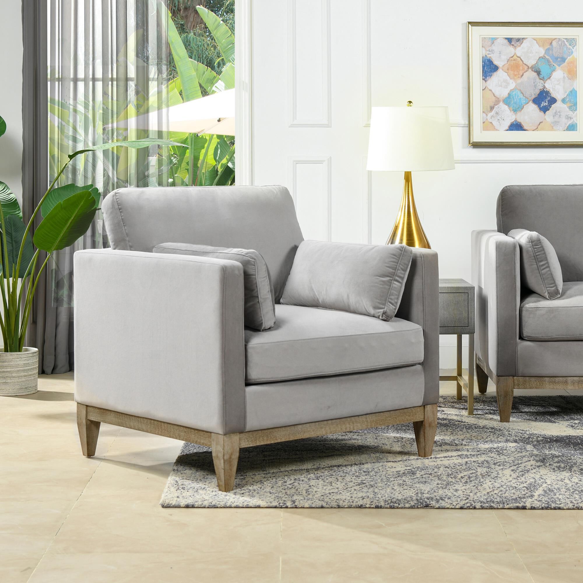 Armchair sales grey velvet
