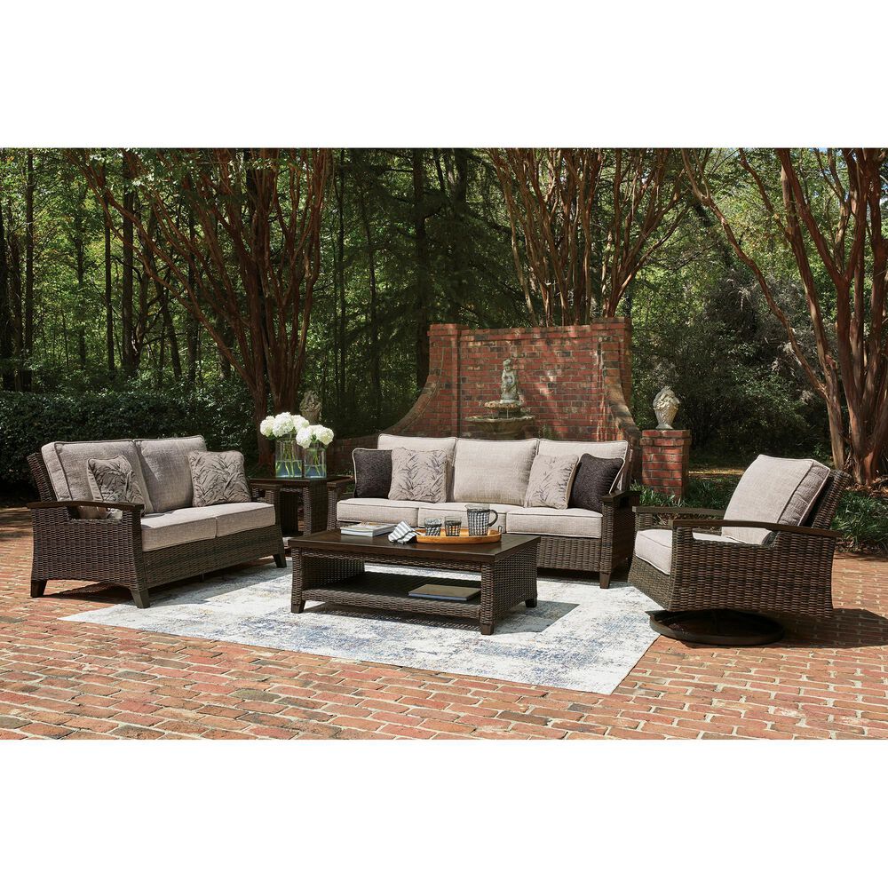 Ashley Monterey Point Patio Swivel Lounge Chair with Cushion in Dark Brown (Set of 2), , large