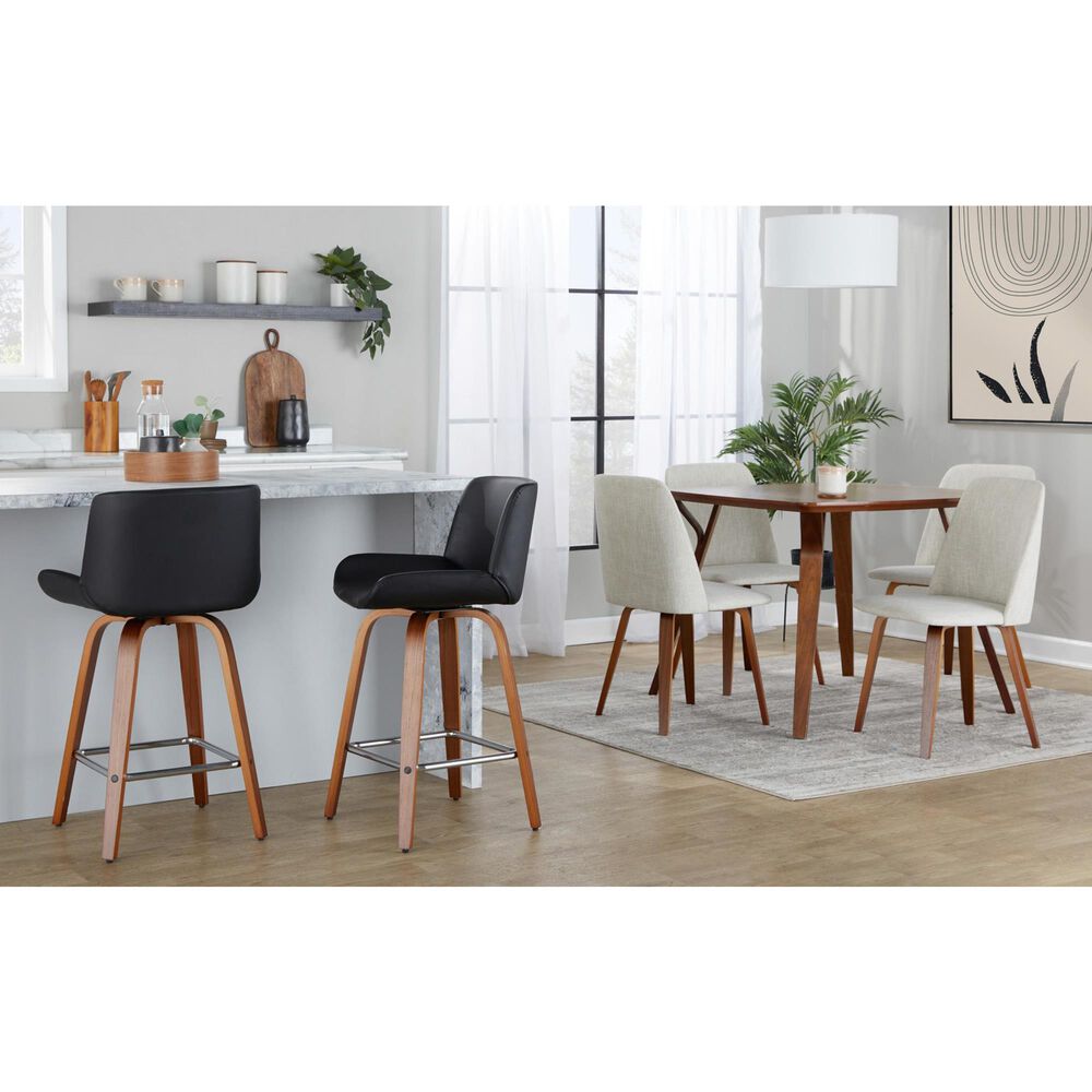 Lumisource Toriano Side Chair with Beige Cushion in Walnut (Set of 2), , large