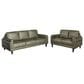 Chateau d"Ax Stationary Leather Sofa and Loveseat Set in Olive Green, , large
