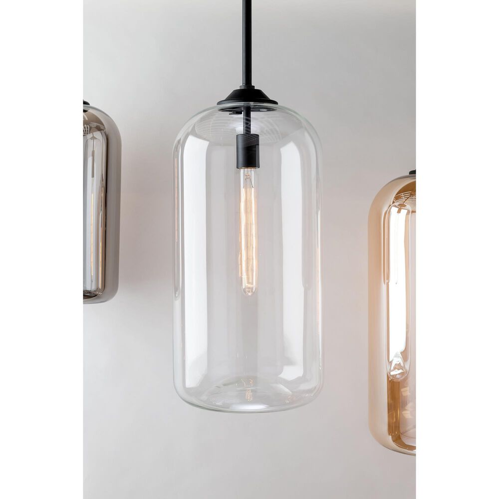 Troy Lighting District 8" 1-Light Pendant in Soft Black and Clear, , large