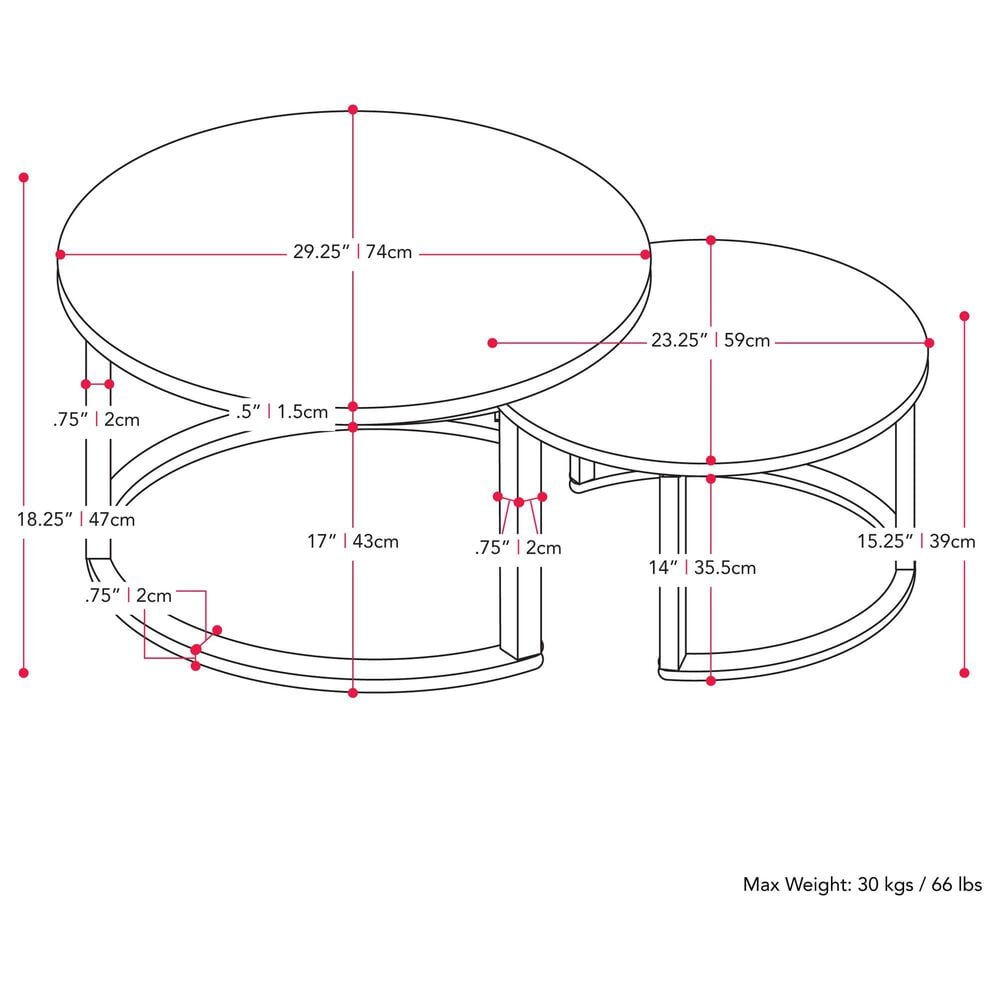 CorLiving Fort Worth Nesting Coffee Tables in White and Black &#40;Set of 2&#41;, , large