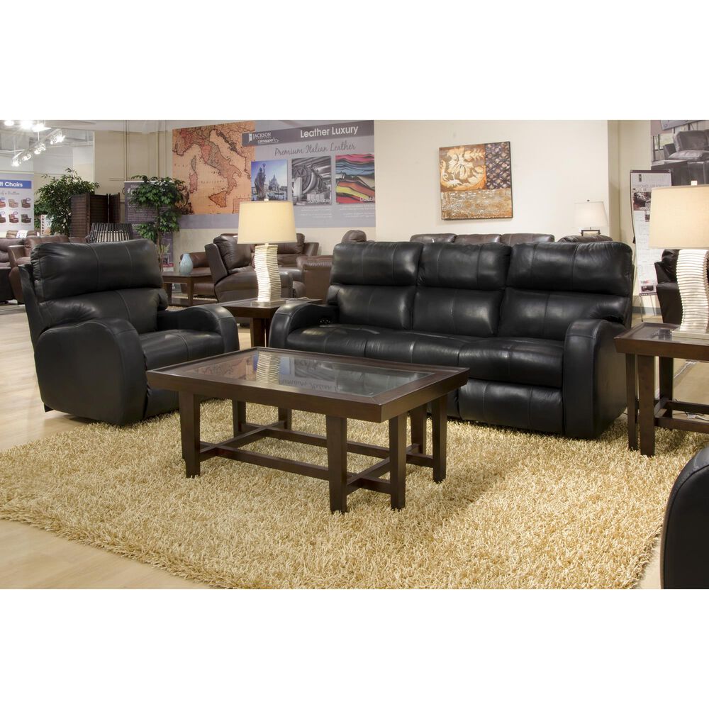 Catnapper Angelo Power Reclining Sofa with Power Headrest in Black, , large