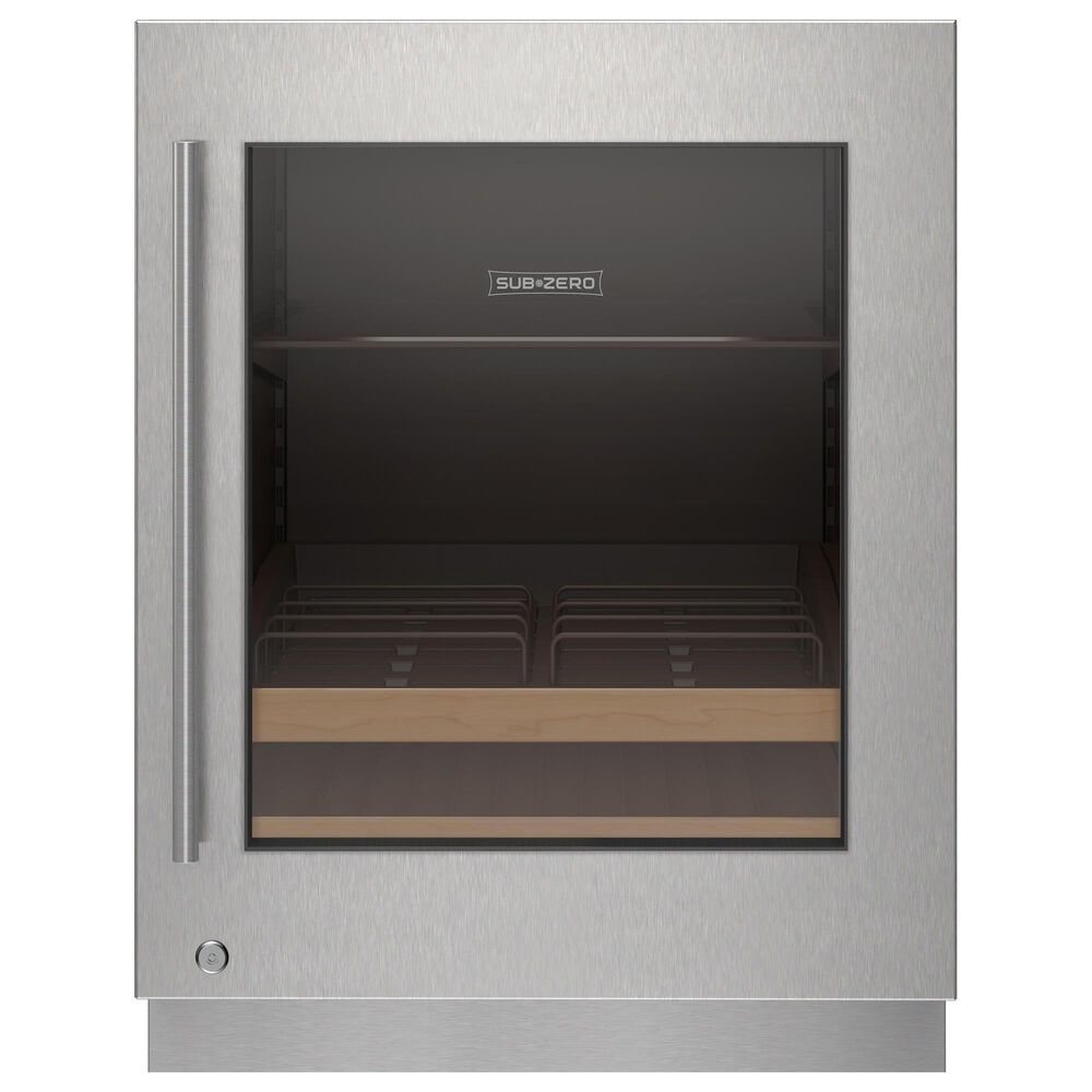 Sub-Zero 24" ADA Undercounter Right Hinge Glass Door Panel with Tubular Handle and Lock in Stainless Steel, , large