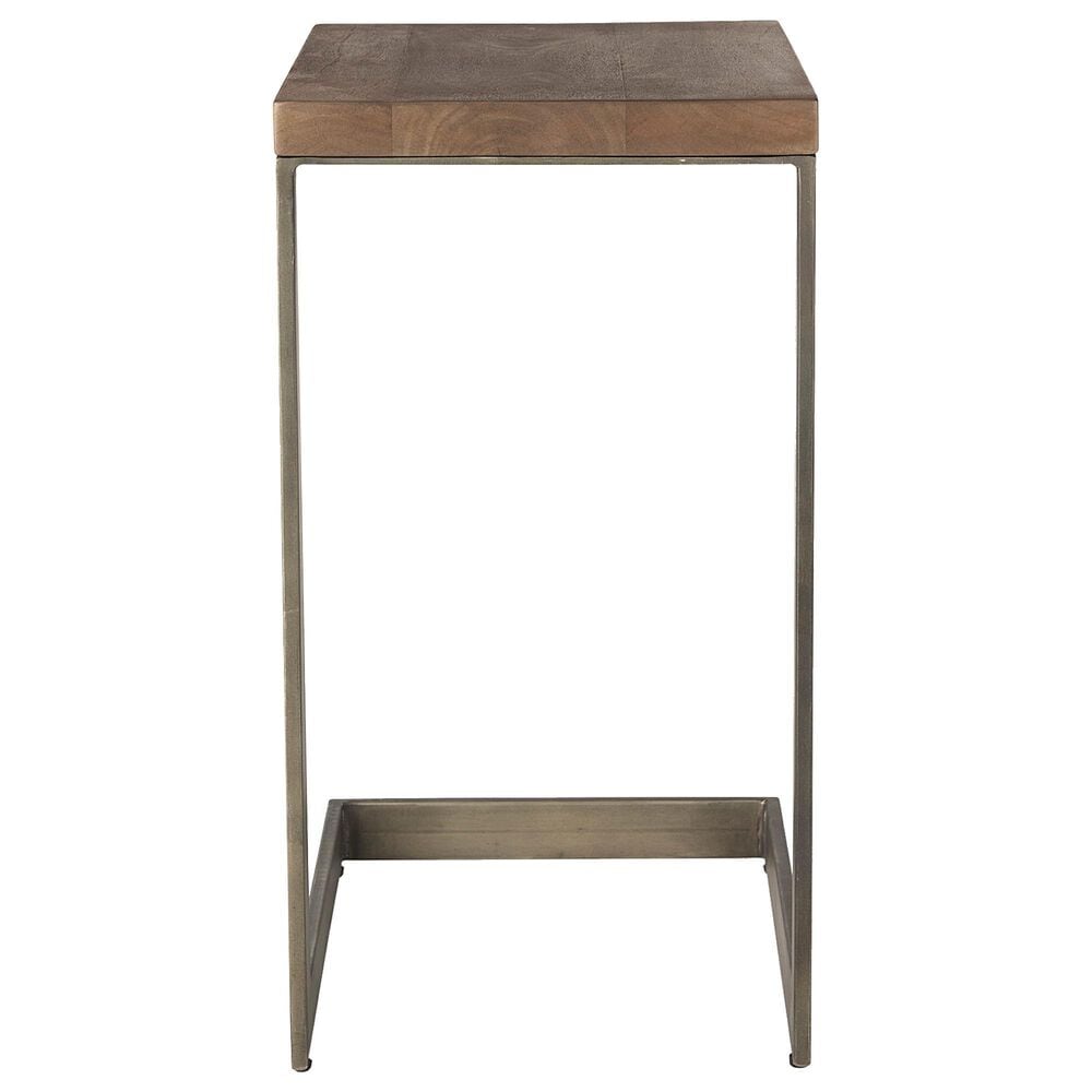 Mercana Faye C Side Table in Medium Brown and Antique Nickel, , large