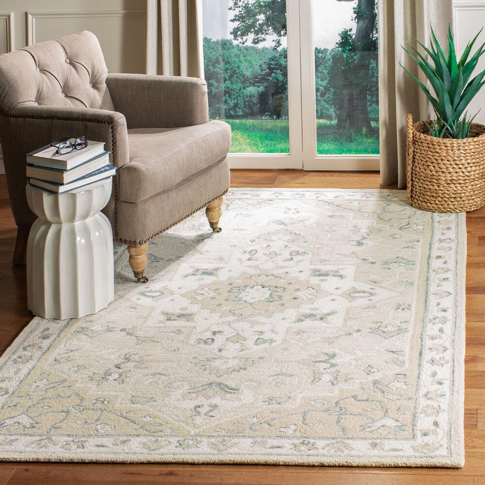 Safavieh Micro-Loop Oriental 8&#39; x 10&#39; Beige and Ivory Area Rug, , large