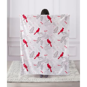 Duke Imports Cardinals 1-Ply Faux Fur Blanket in Red and White, , large