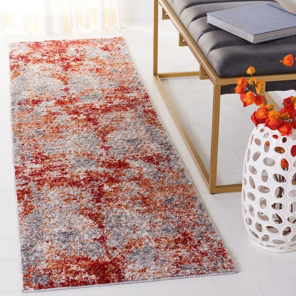 Safavieh Aston 2&#39; x 8&#39; Red and Grey Runner, , large