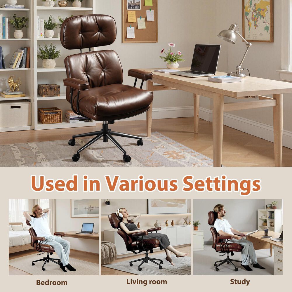 HOMLUX High Back Executive Office Chair with PU Leather in Dark Brown, , large