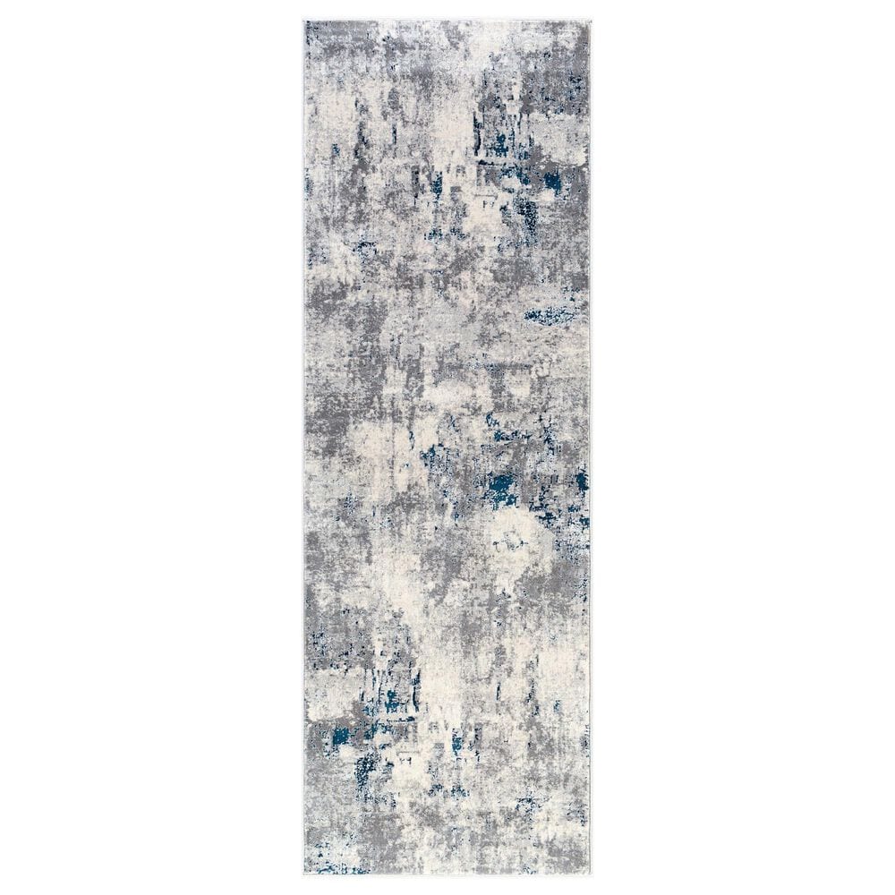 Surya Aisha 2"7" x 7"7" Charcoal, Light Gray, Blue and Off-White Runner, , large