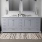Lexora Home Dukes 84" Double Bathroom Vanity in Dark Grey with 2 cm White Cultured Marble Top and Rectangular Sinks, , large
