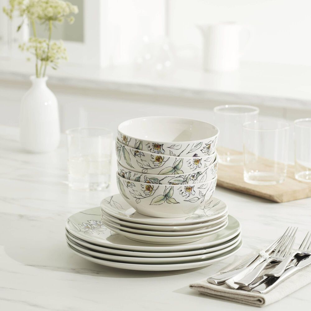 Lenox Oneida Botanica 12-Piece Dinnerware Set in Green, , large