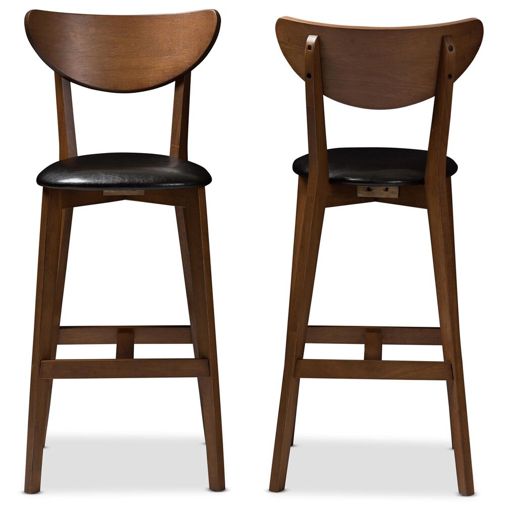 Baxton Studio Eline Bar Stool in Walnut (Set of 2), , large