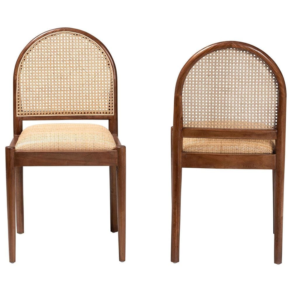 Baxton Studio Maryland Side Chair in Natural and Walnut Brown (Set of 2), , large