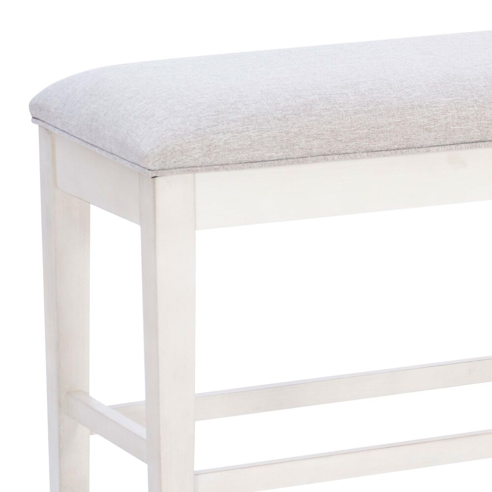 Linon Home Decor Marcum Counter Bench with Grey Cushion in Cream, , large