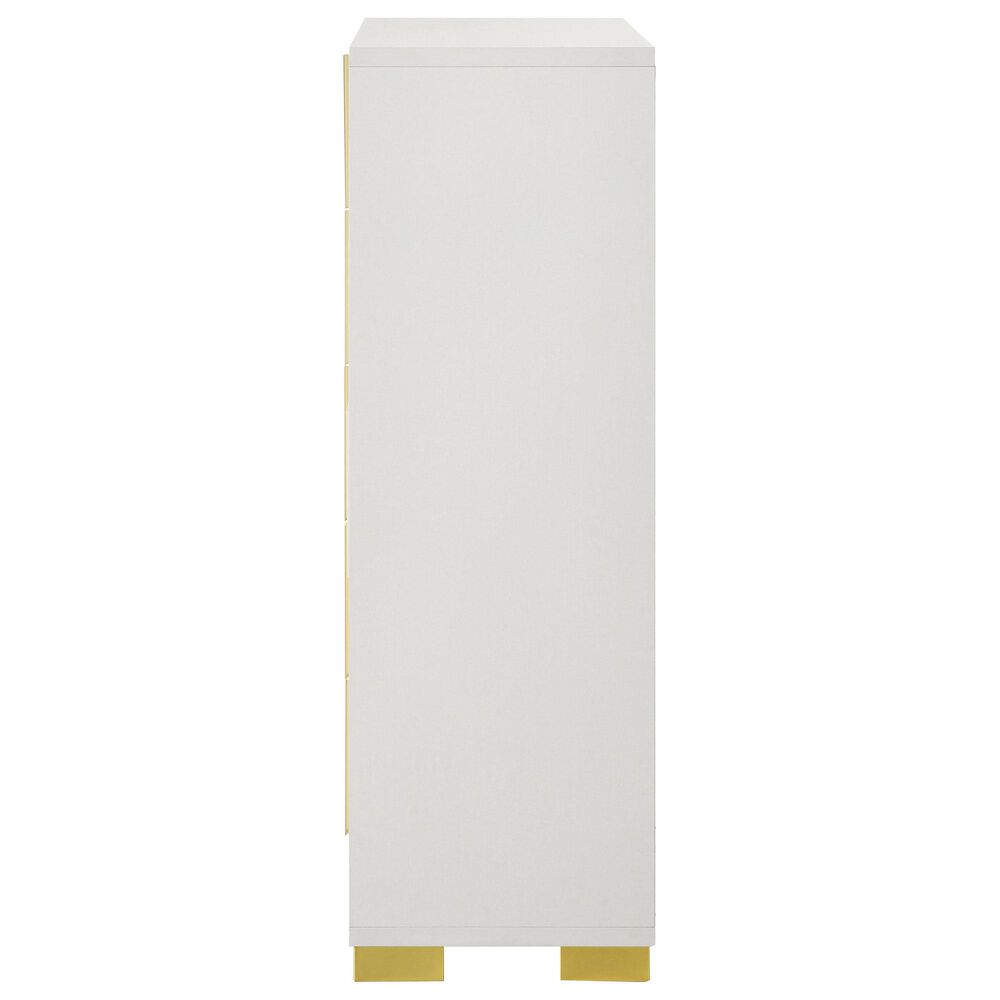 Pacific Landing Marceline 5-Drawer Chest in White and Gold, , large