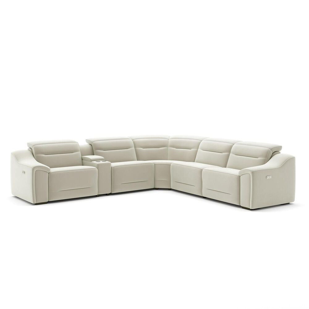 Interlochen 6-Piece Power Reclining L-Shaped Sectional with Power Headrest in Ice White, , large